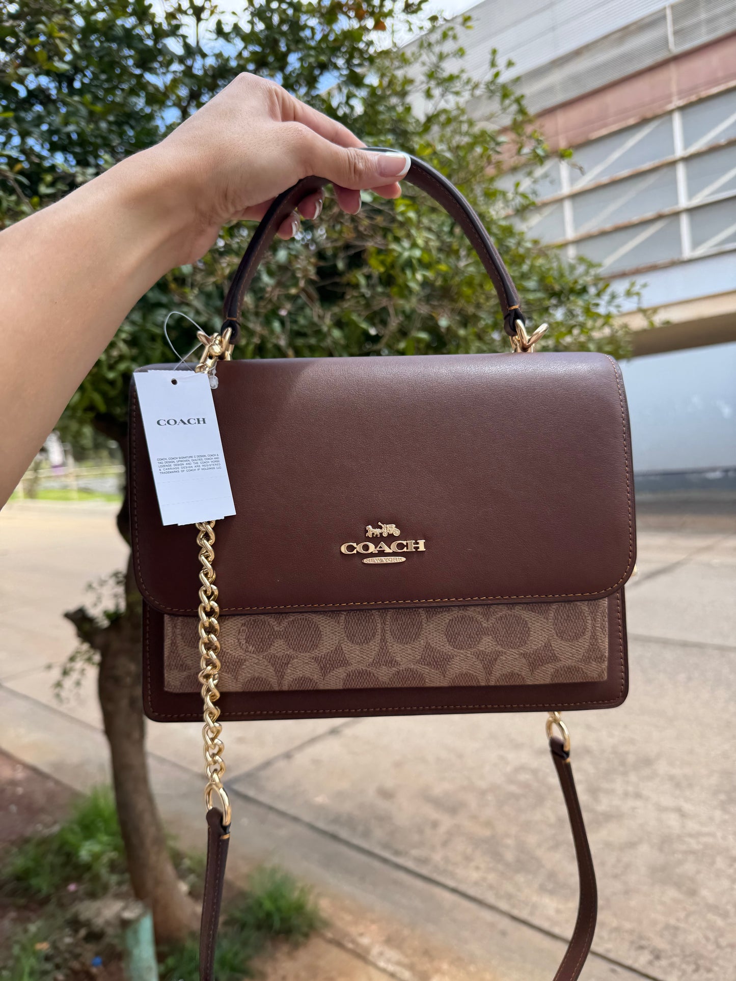 Klare Top Handle Bag In Signature Canvas Café COACH