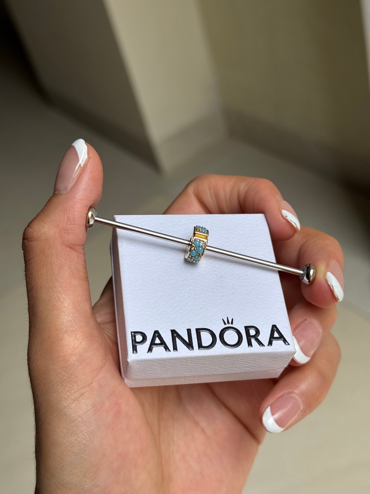 Clip Dorado con Azul turquesa Pandora España