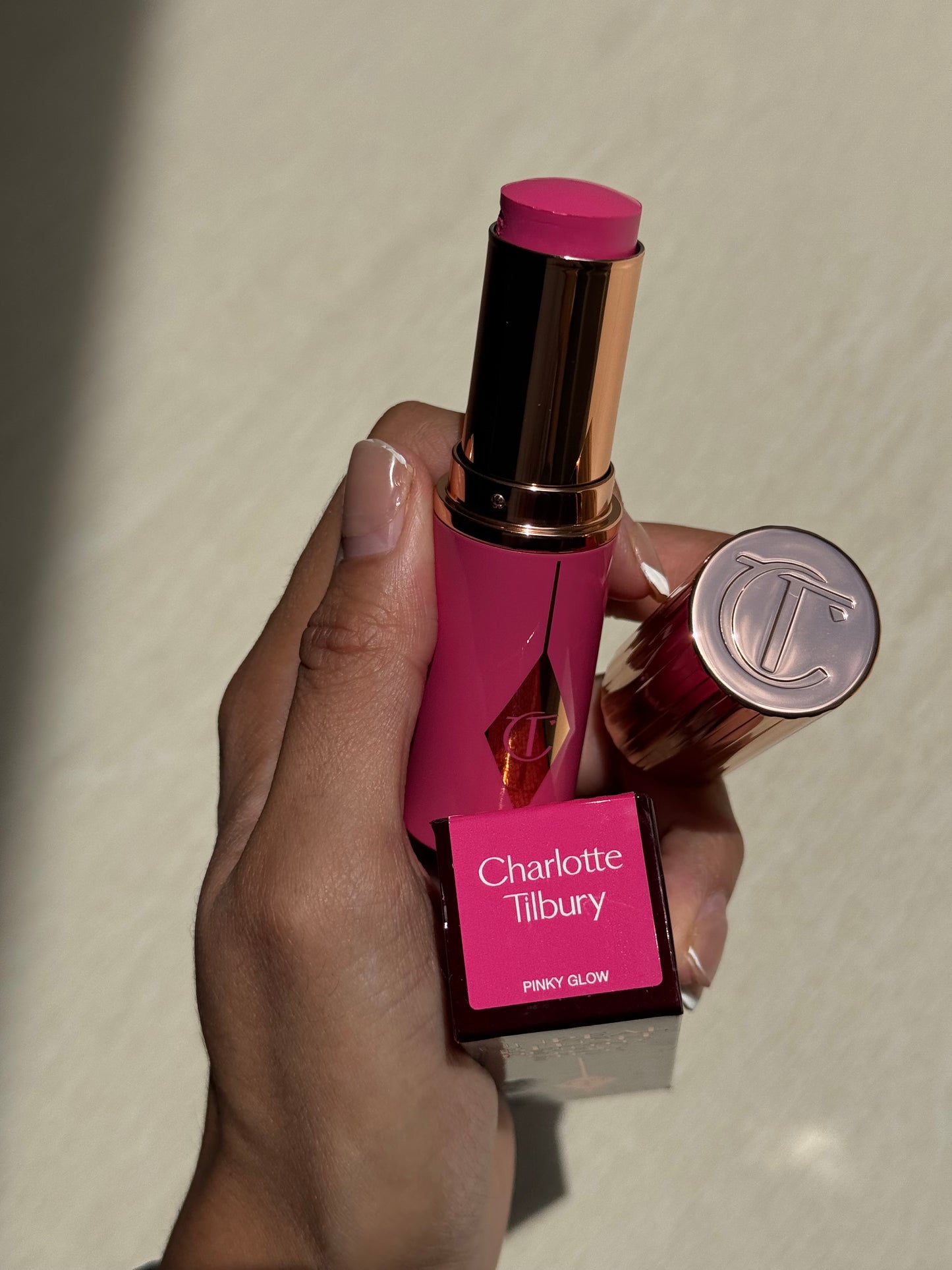 Charlotte Tilbury Unreal Lip + Cheek Glow Blush Stick with Hyaluronic- PINK GLOW