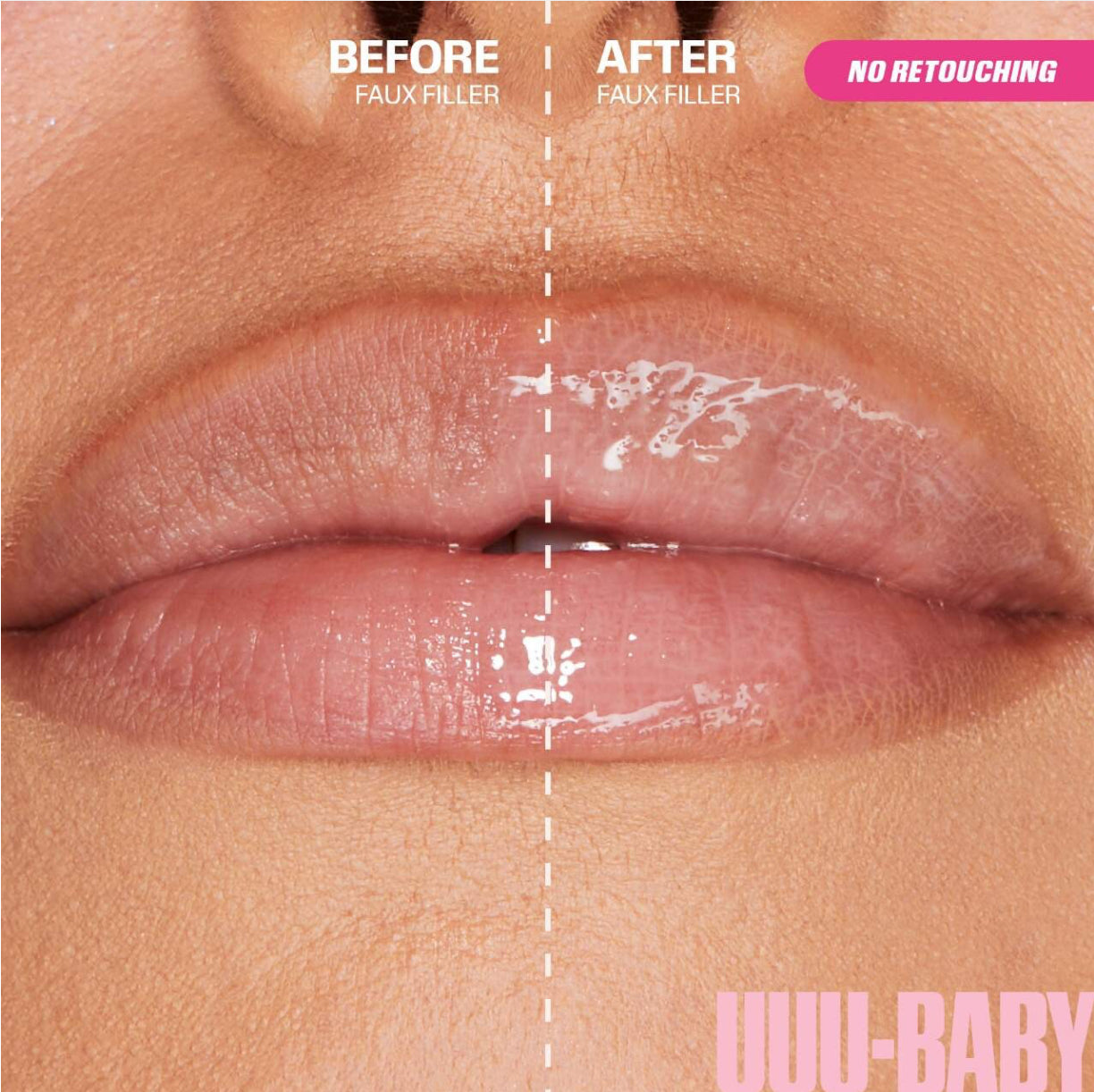 HUDA BEAUTY
Faux Filler Shiny Non-Sticky Lip Gloss Tono- UUU-BABY