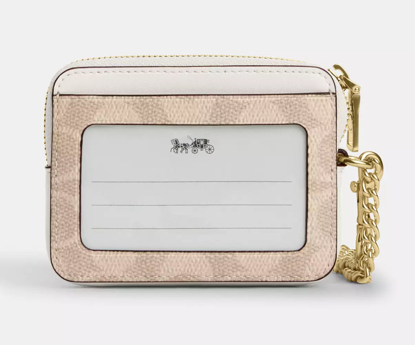 Zip Card Case In Signature Canvas COACH Beige con Logo