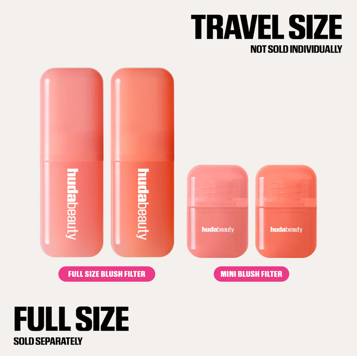 HUDA BEAUTY Mini Baby Blush Duo Set Tonos- Cotton Candy- Peach Sorbet