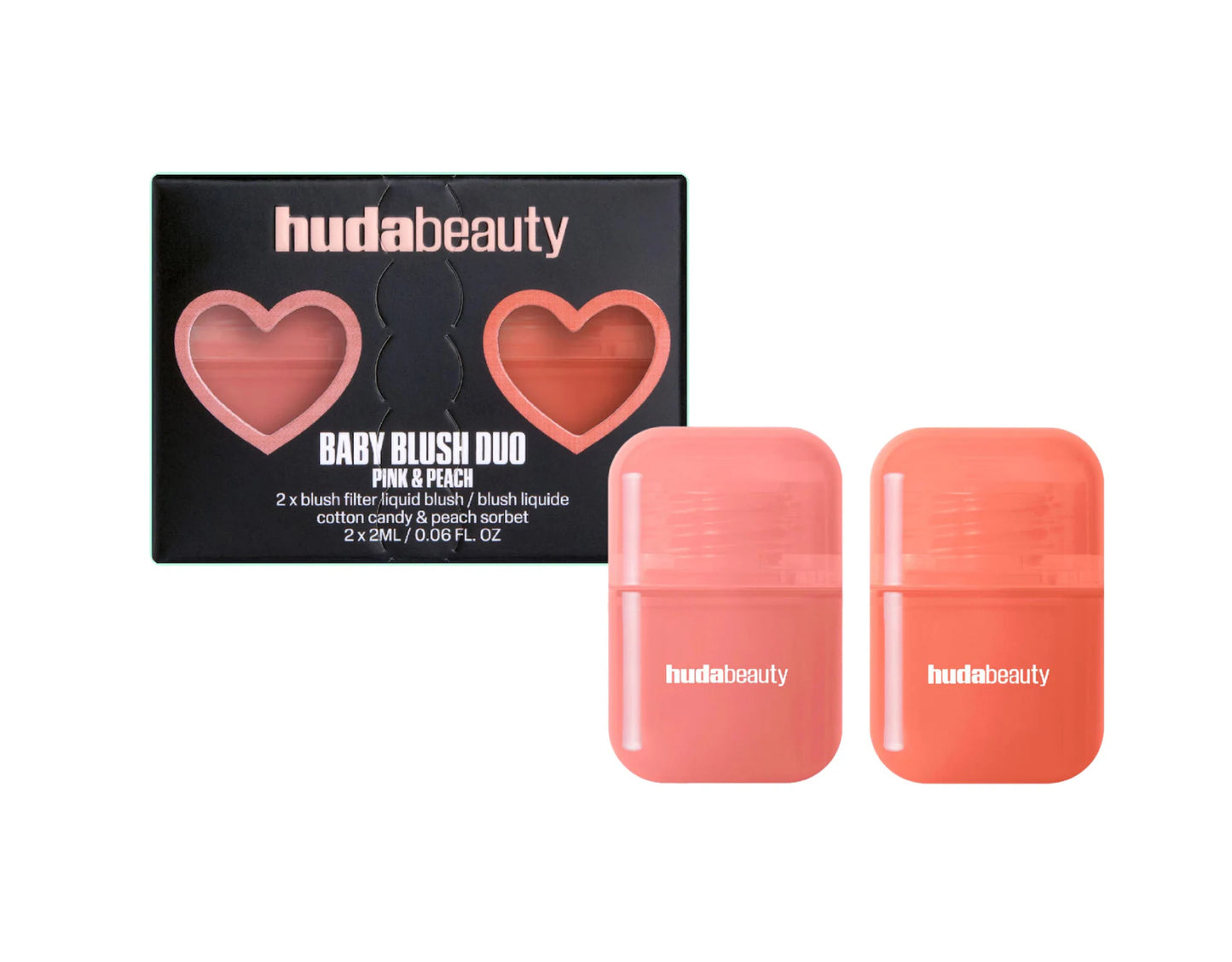 HUDA BEAUTY Mini Baby Blush Duo Set Tonos- Cotton Candy- Peach Sorbet