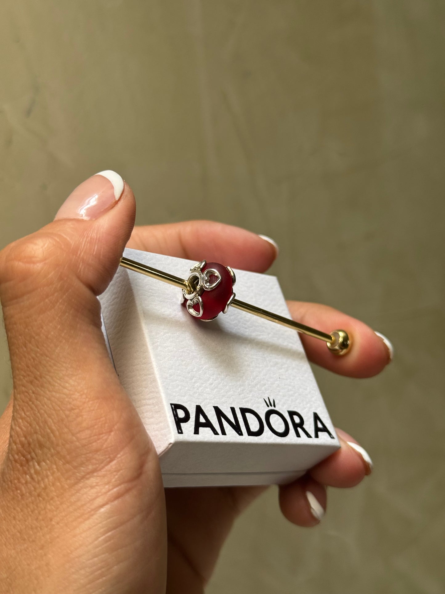 Charm de Murano rojo y corazones PANDORA
