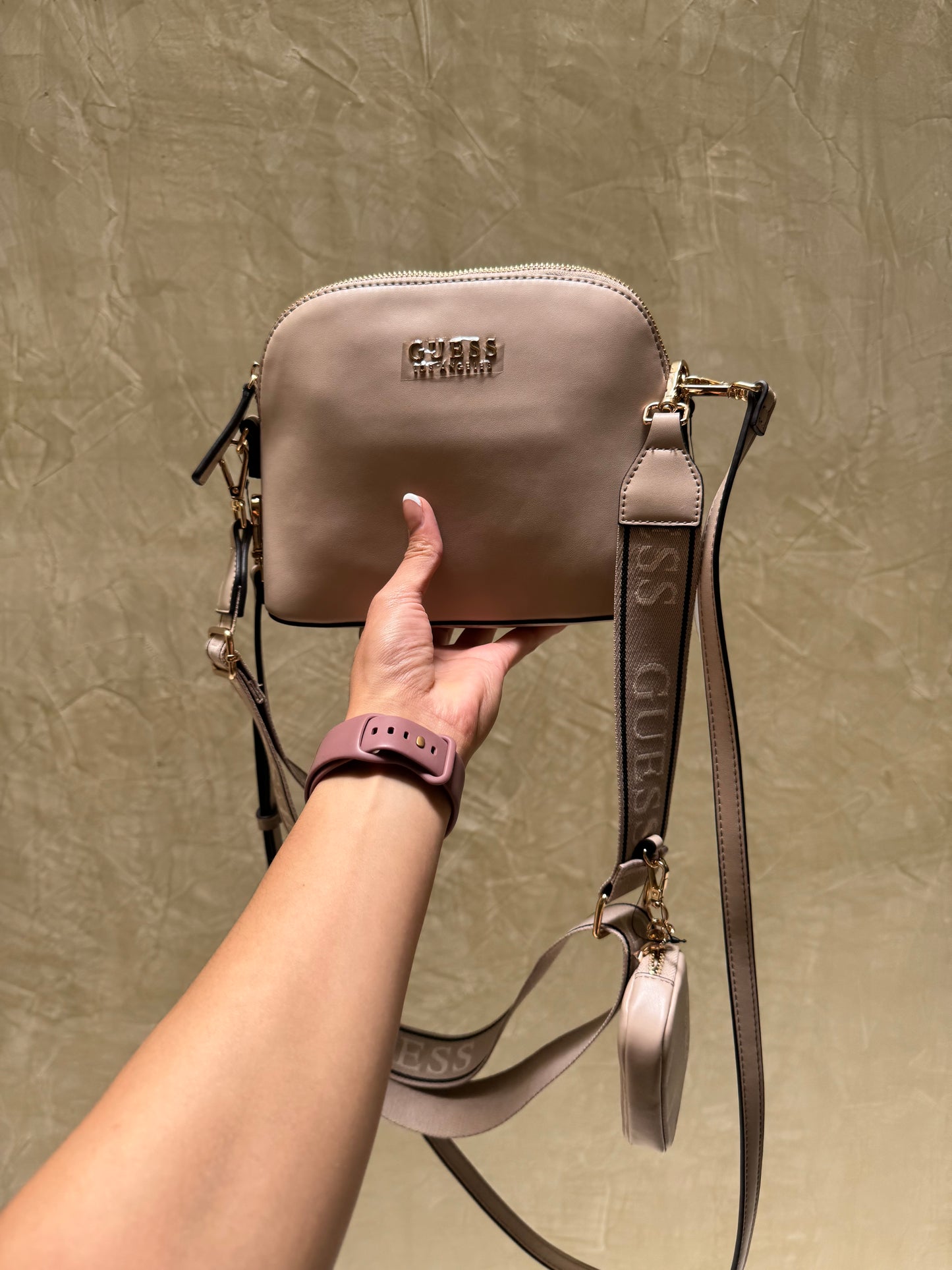 Crossbody Guess beige doble strap