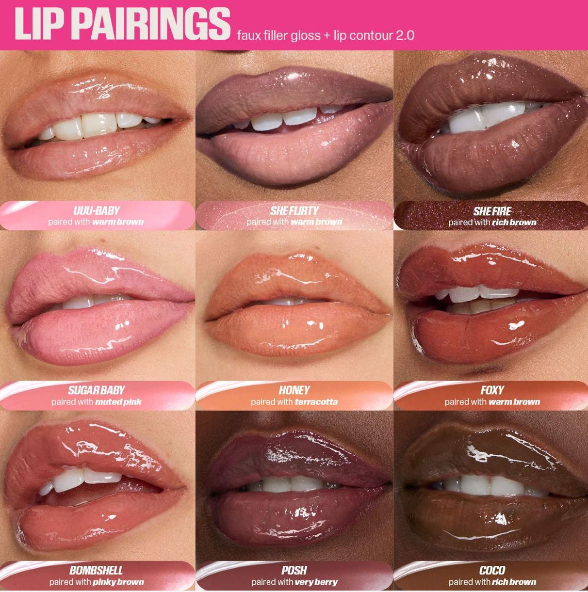 HUDA BEAUTY
Faux Filler Shiny Non-Sticky Lip Gloss Tono- UUU-BABY