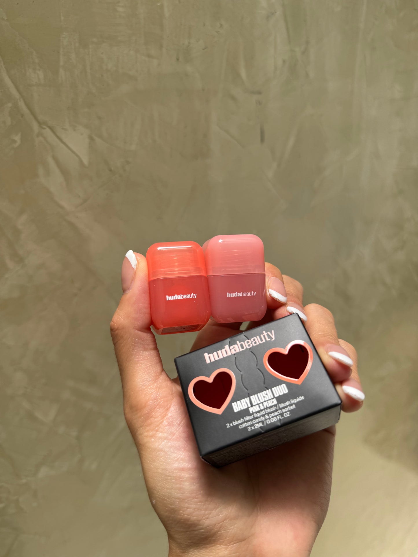 HUDA BEAUTY Mini Baby Blush Duo Set Tonos- Cotton Candy- Peach Sorbet