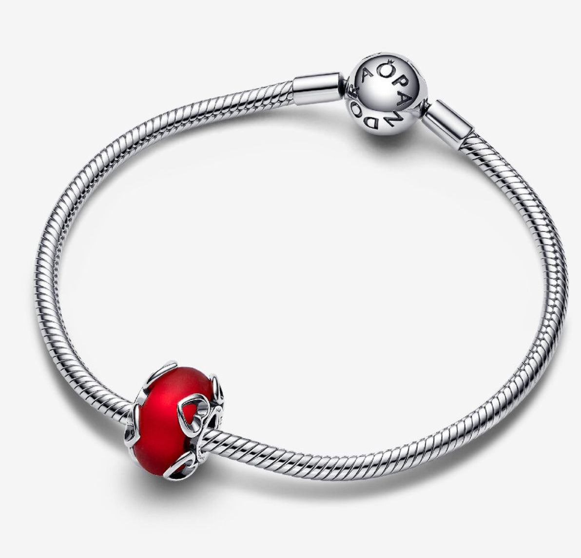 Charm de Murano rojo y corazones PANDORA