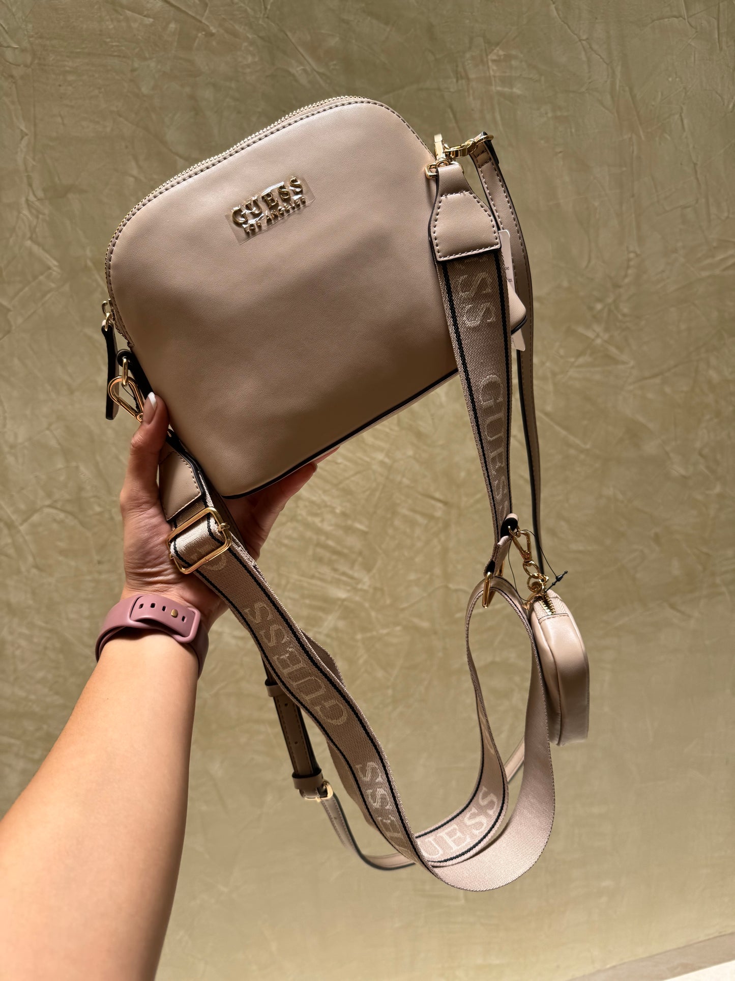 Crossbody Guess beige doble strap