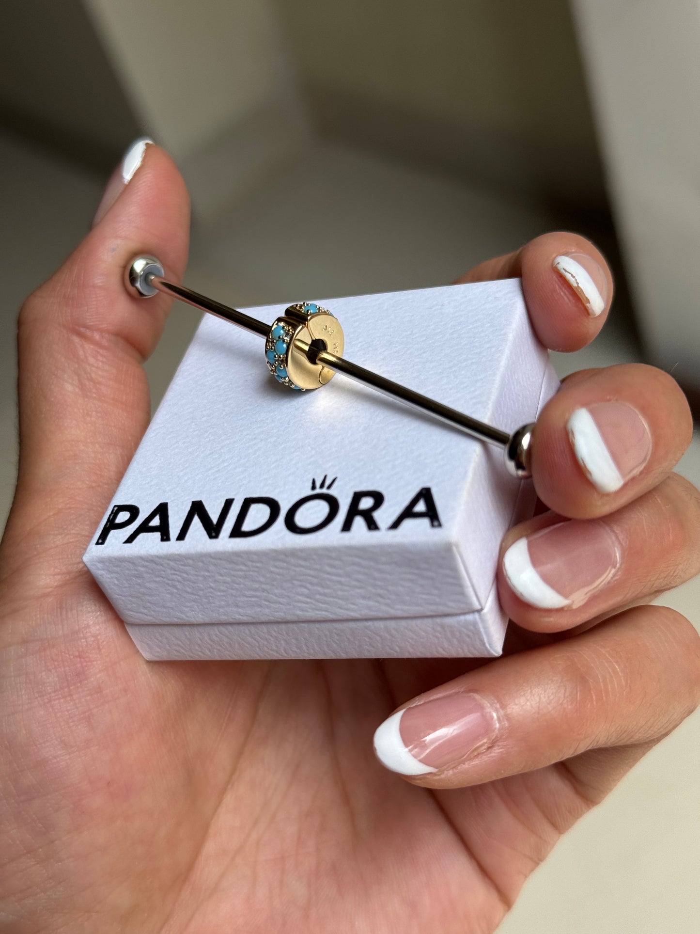 Clip Dorado con Azul turquesa Pandora España