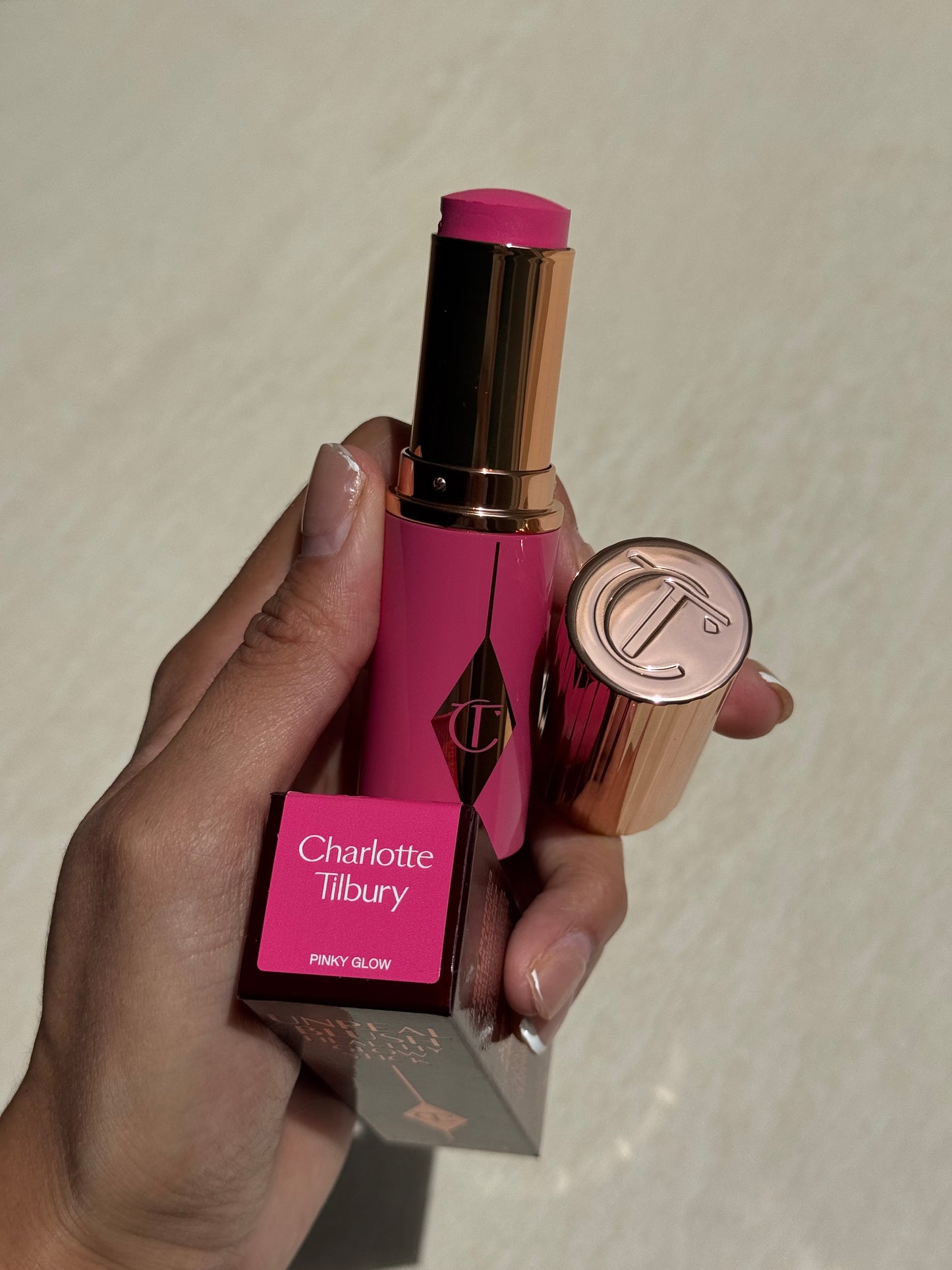 Charlotte Tilbury Unreal Lip + Cheek Glow Blush Stick with Hyaluronic- PINK GLOW