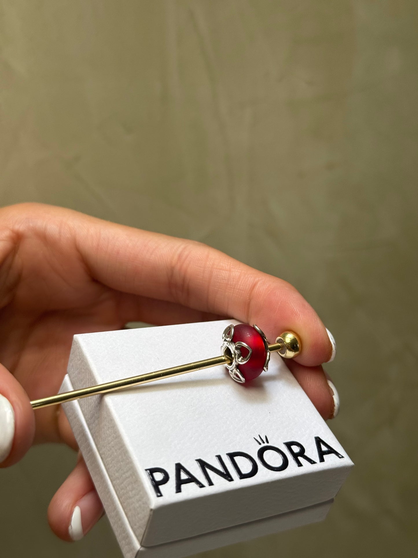Charm de Murano rojo y corazones PANDORA