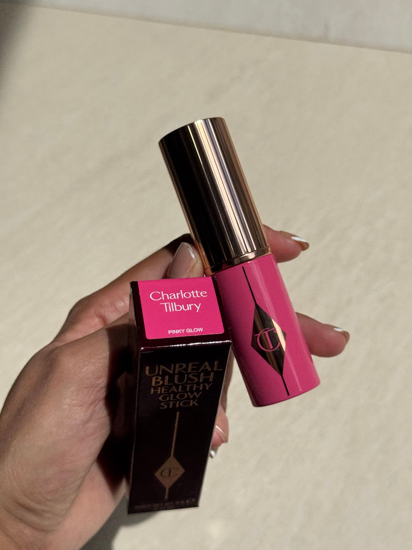 Charlotte Tilbury Unreal Lip + Cheek Glow Blush Stick with Hyaluronic- PINK GLOW