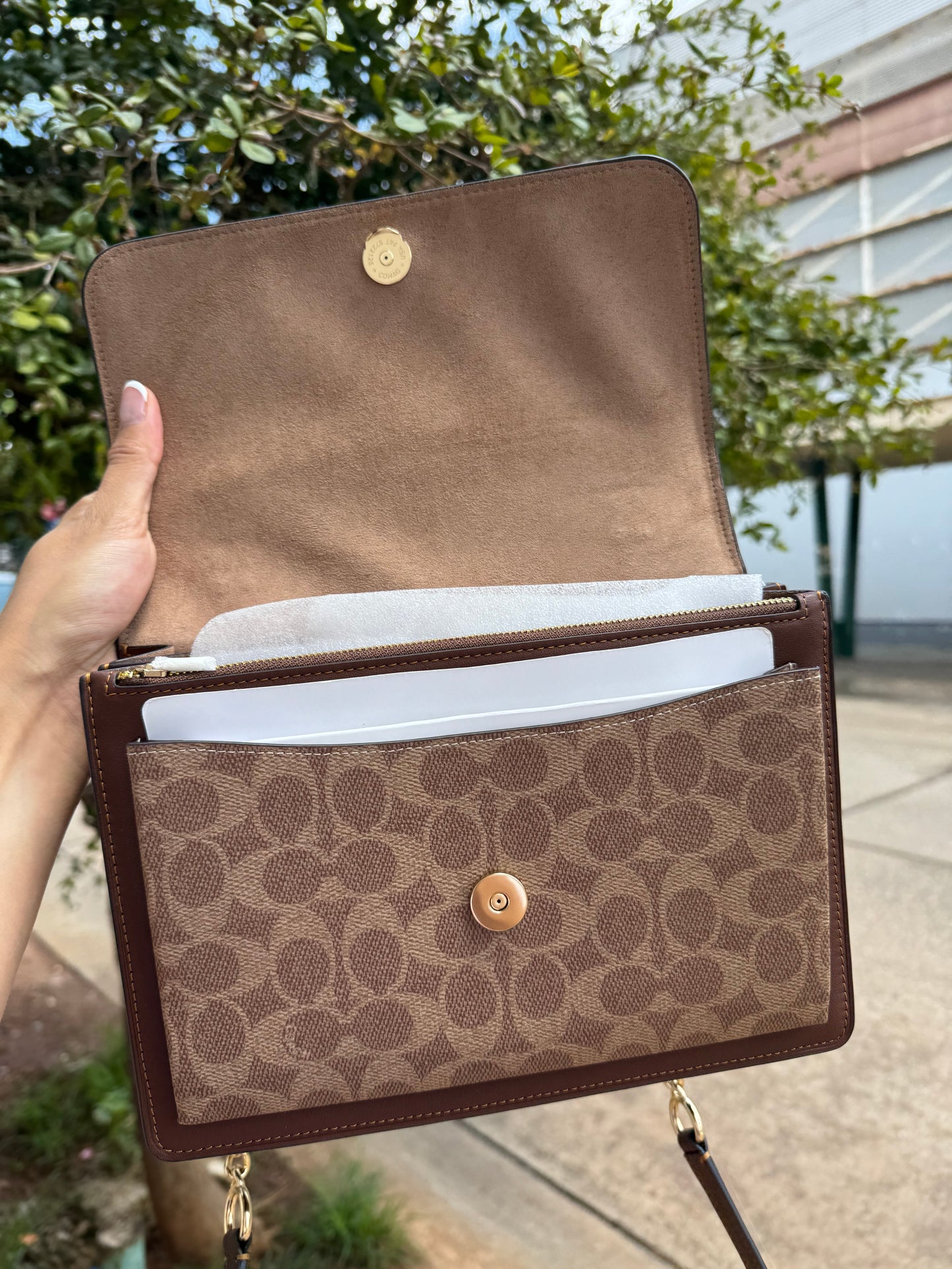 Klare Top Handle Bag In Signature Canvas Café COACH