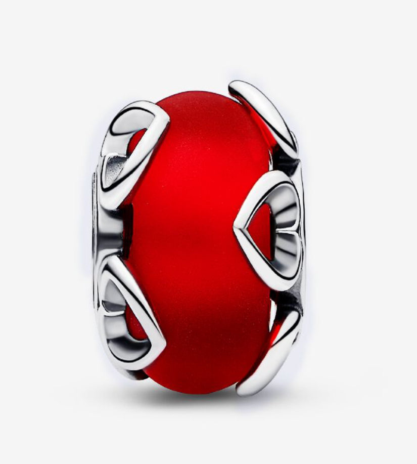 Charm de Murano rojo y corazones PANDORA