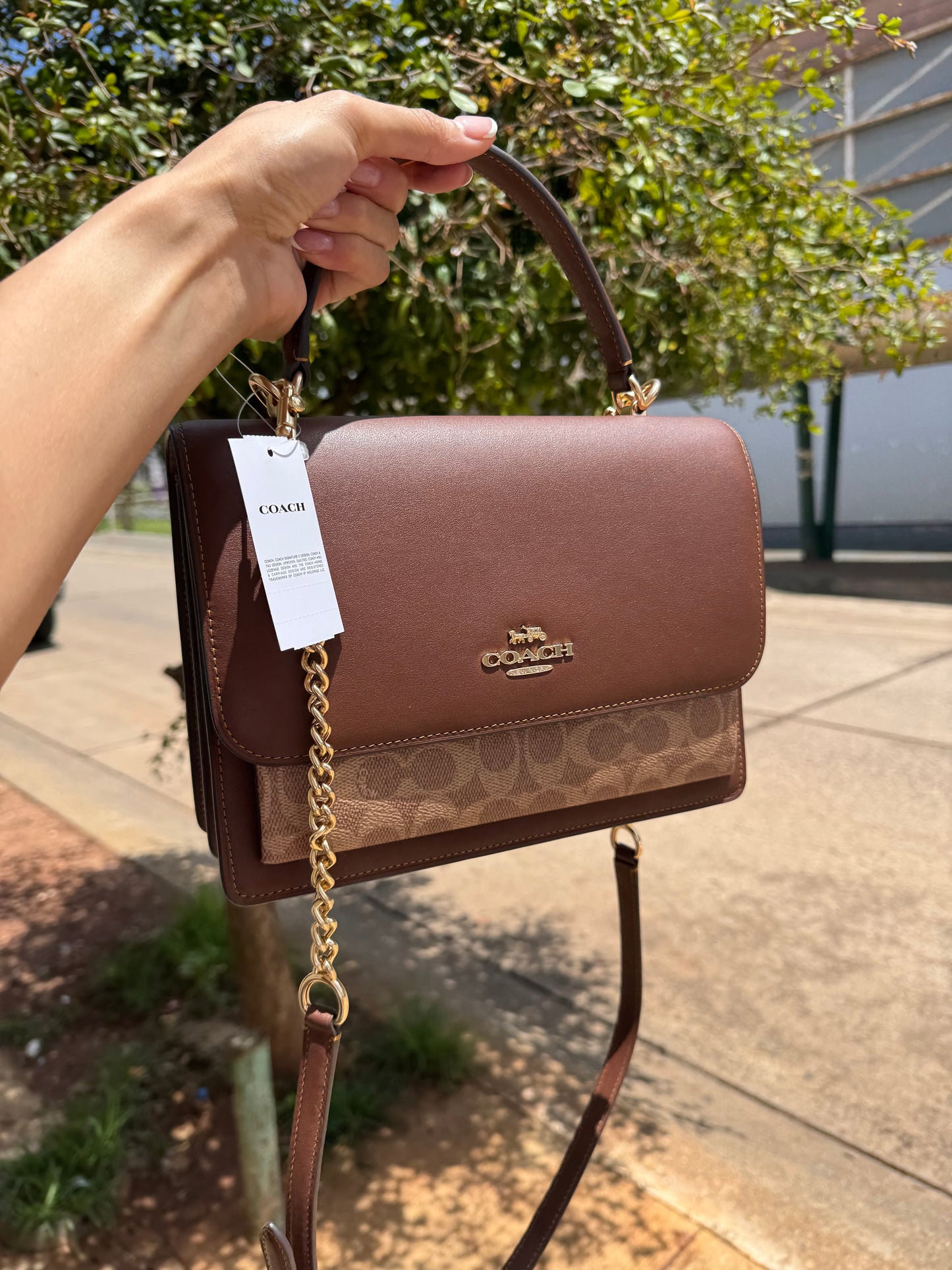 Klare Top Handle Bag In Signature Canvas Café COACH