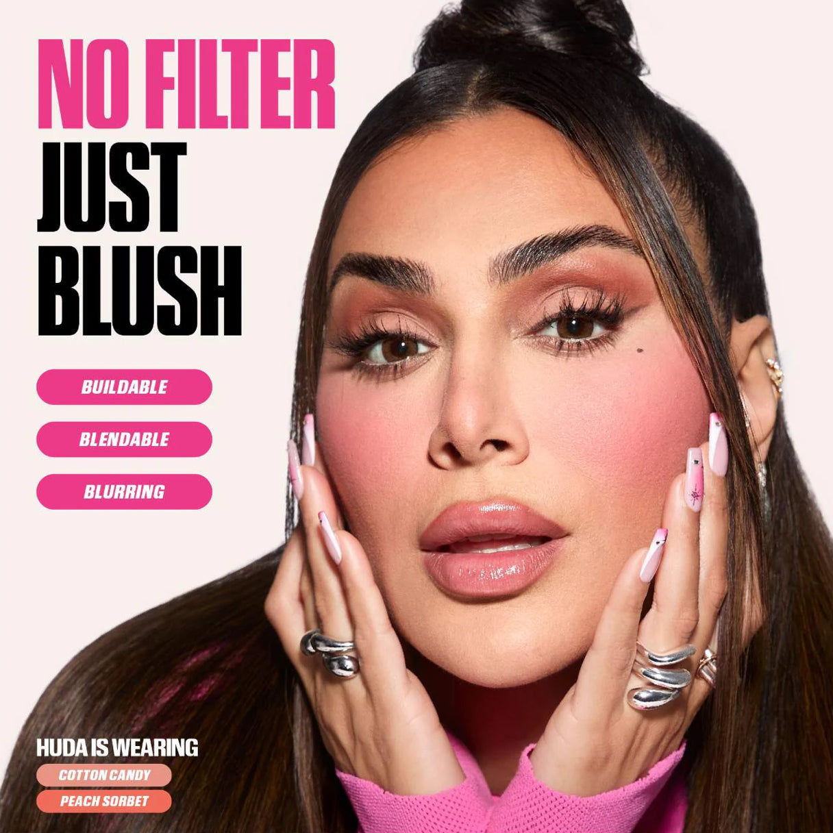 HUDA BEAUTY Mini Baby Blush Duo Set Tonos- Cotton Candy- Peach Sorbet
