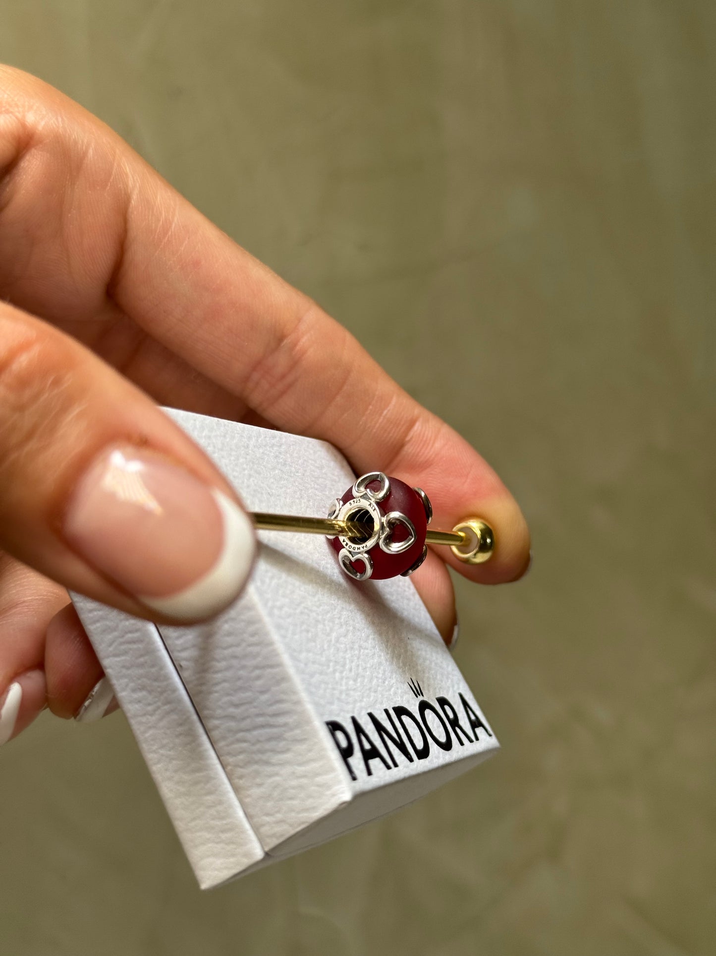 Charm de Murano rojo y corazones PANDORA