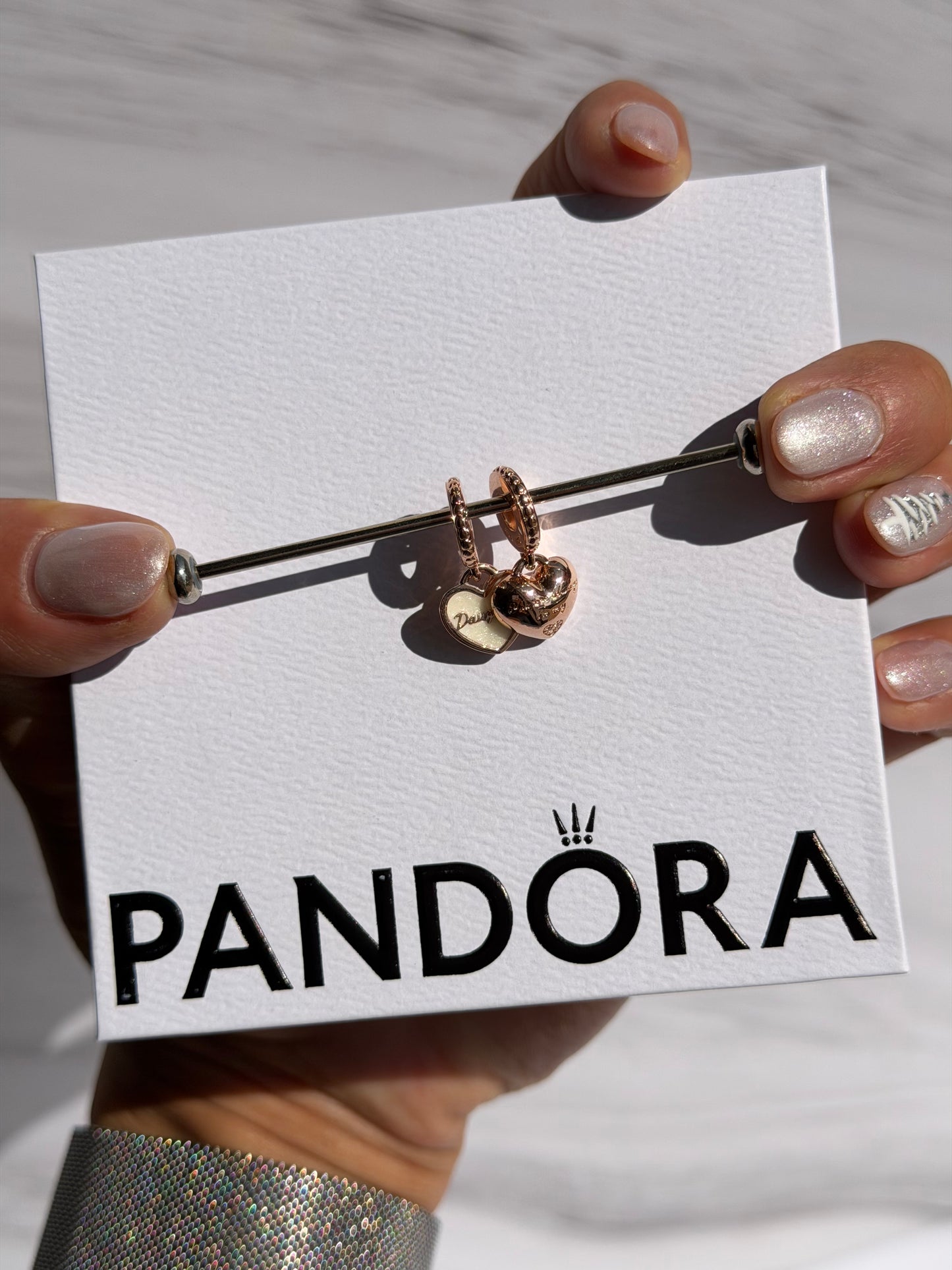 Duo Charm Madre e Hija en Oro Rosada PANDORA