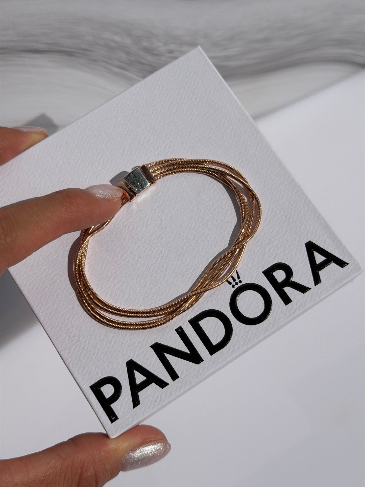 Brazalete Multicadena Oro Rosa PANDORA 17cm