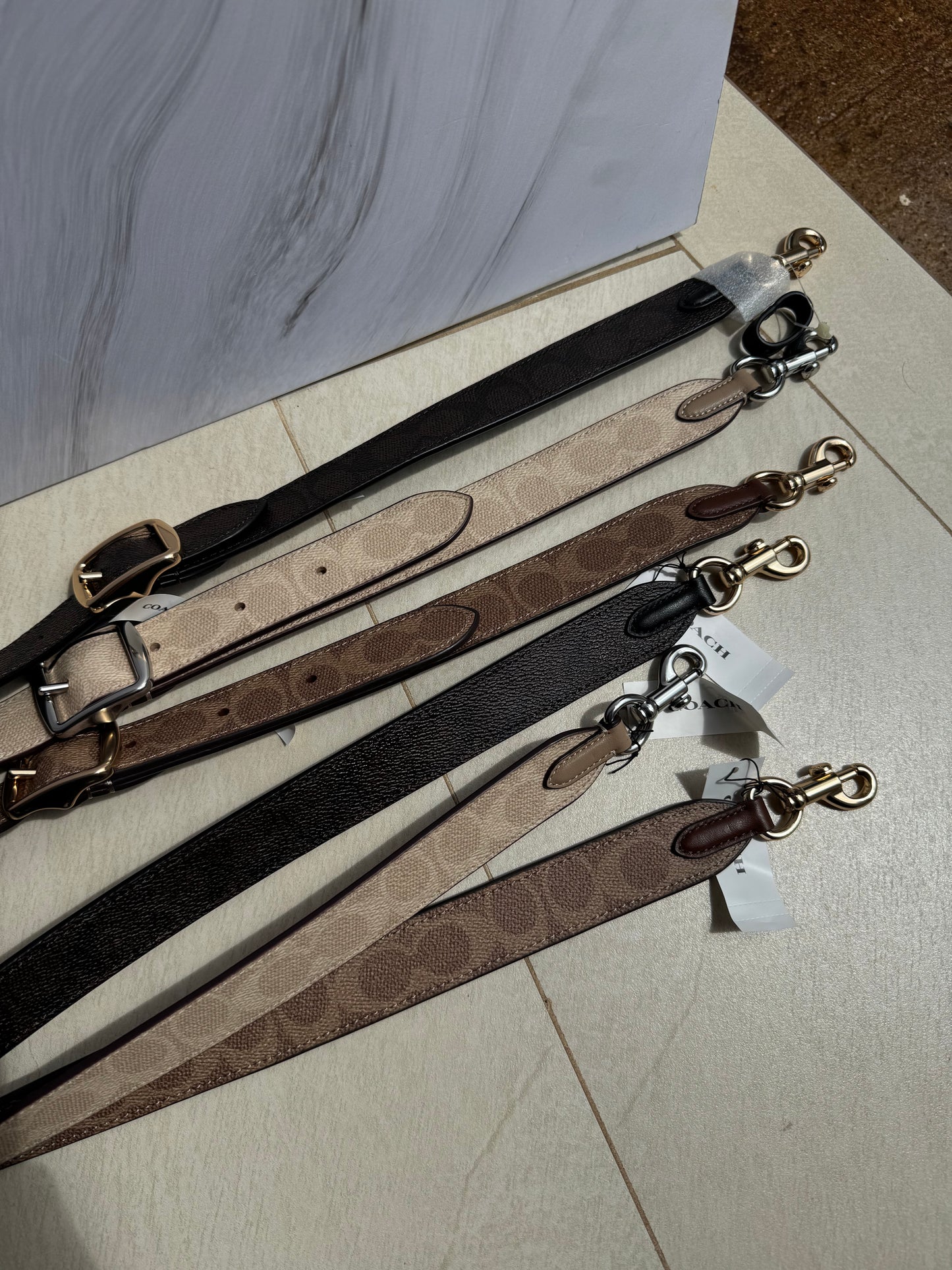 Strap Coach Cafe con Logo (SOLO STRAP, no incluye la bolsa)