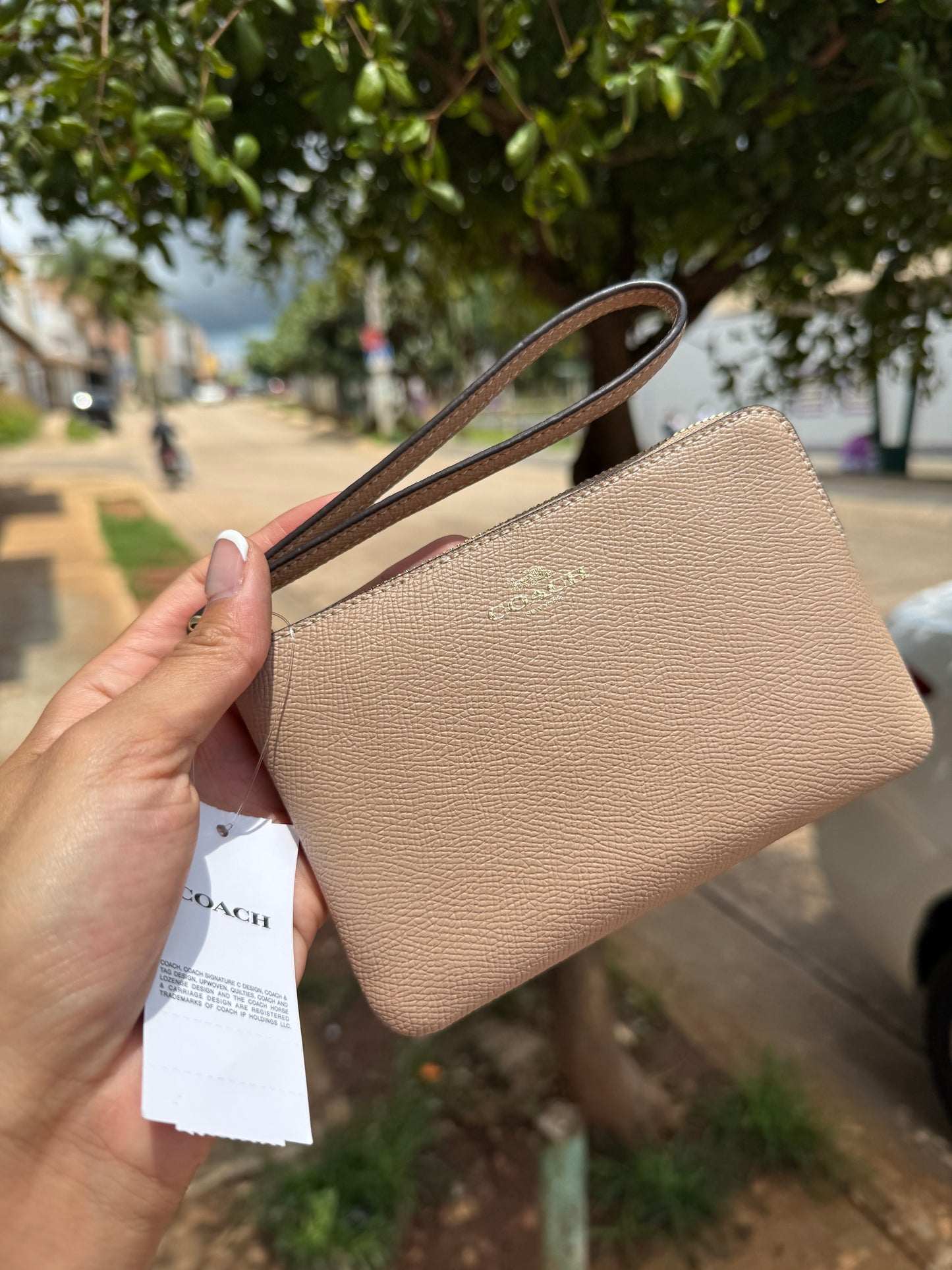 Muñequera Coach Sencilla chica de un cierre Beige