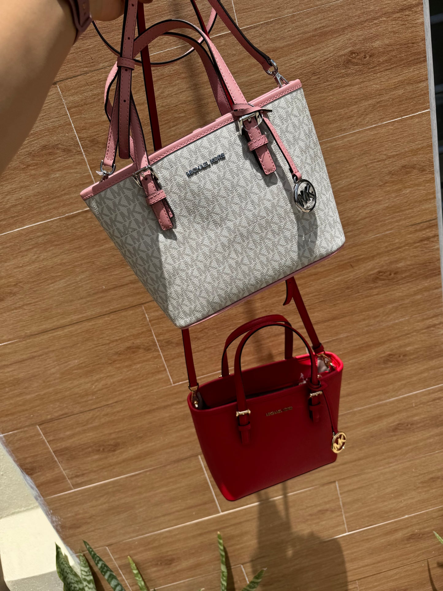 Extra Small Tote Bag Michael Kors Logo con Rosa