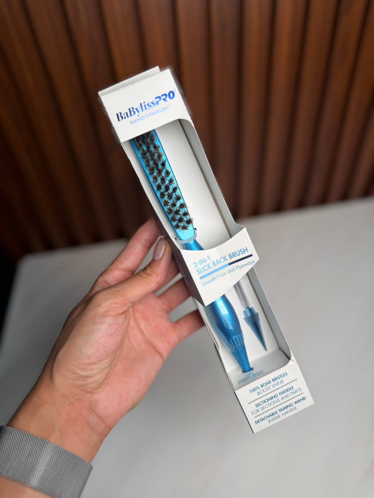 BaBylissPRO- Nano Titanium 2-in-1 Slick Back Brush with Detachable Taming Wand