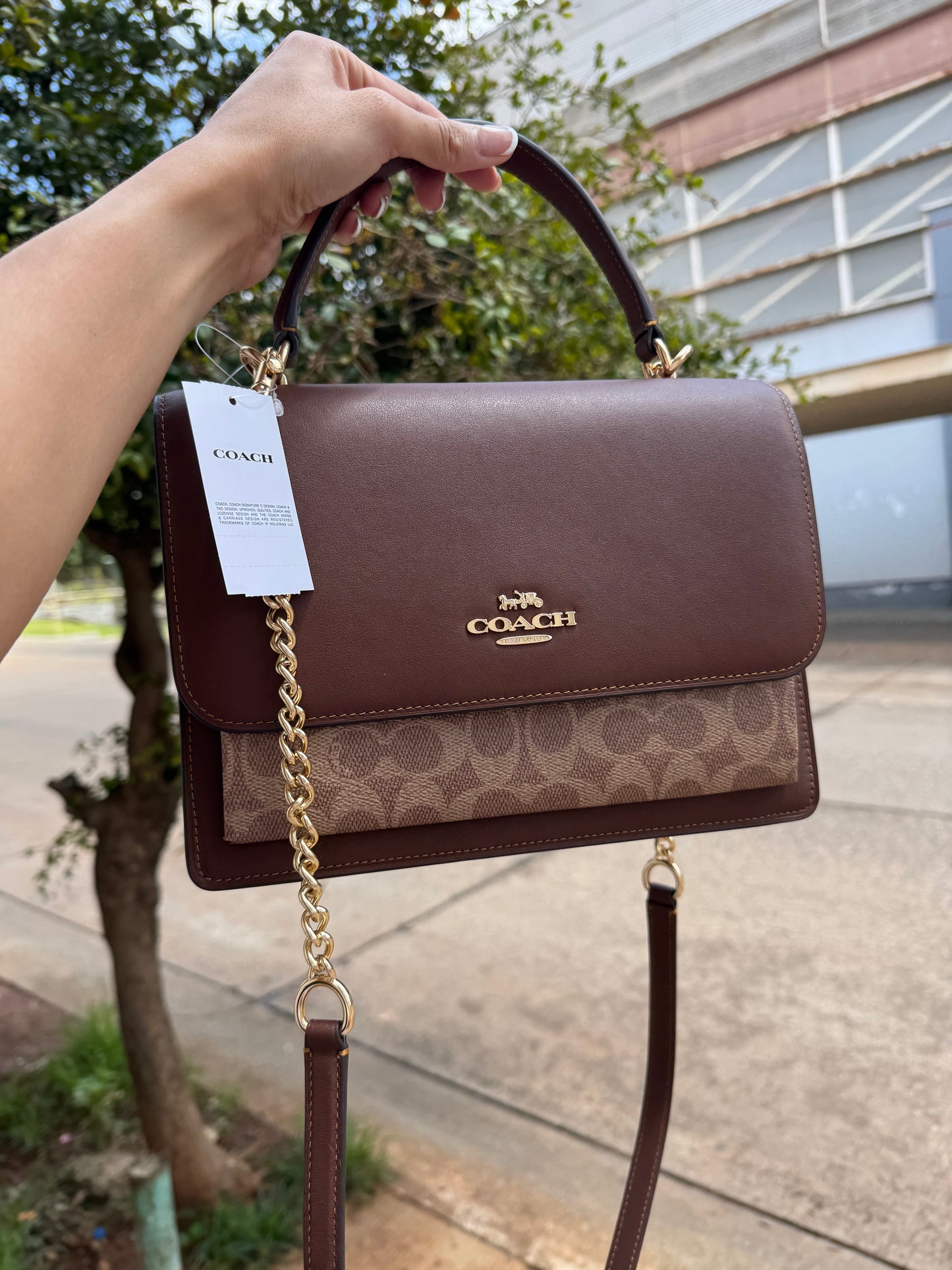 Klare Top Handle Bag In Signature Canvas Café COACH