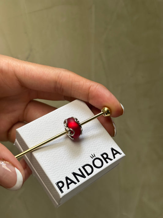 Charm de Murano rojo y corazones PANDORA