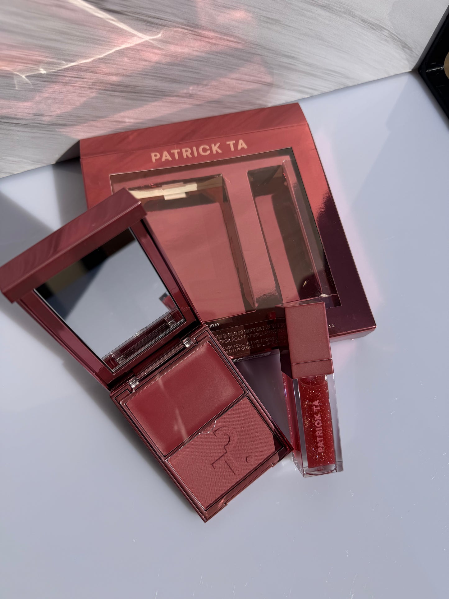 PATRICK TA Patrick's Glow and Gloss Set: Major Headlines Blush Duo and Lip Gloss Makeup Gift Set- WARM ME UP