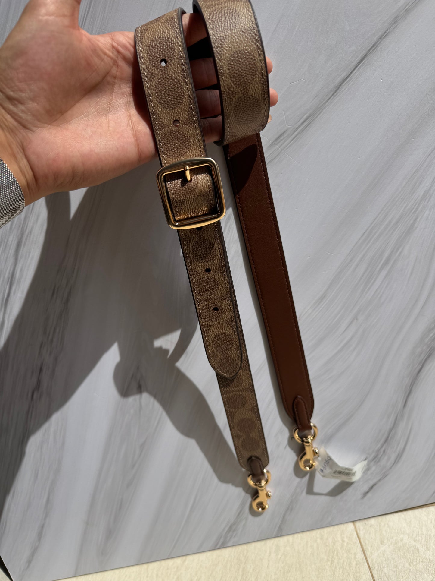 Strap Coach Cafe con Logo (SOLO STRAP, no incluye la bolsa)