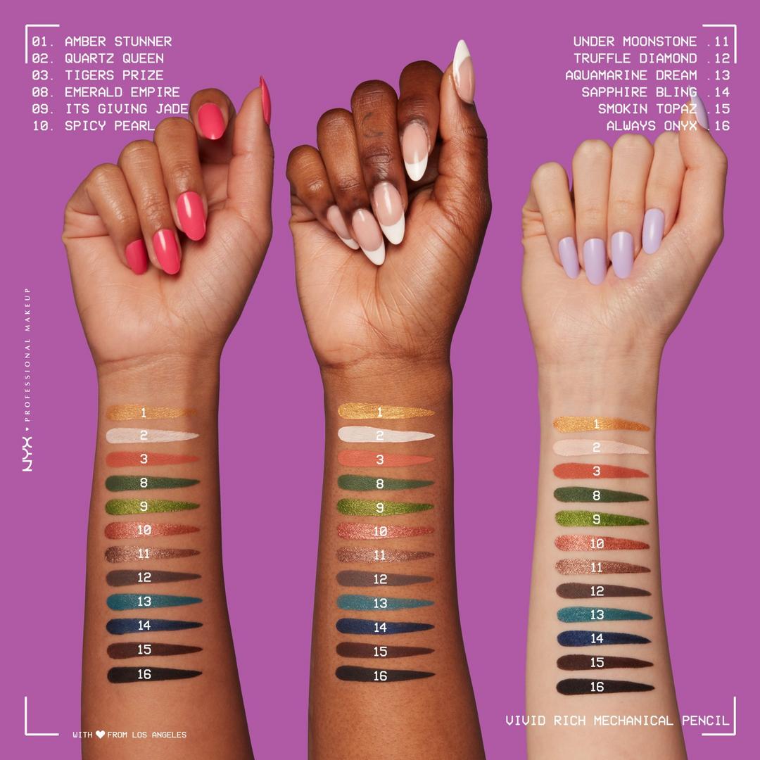 NYX Professional Makeup Retractable Vivid Rich Mechanical Eyeliner Pencil Tono- Always Onyx