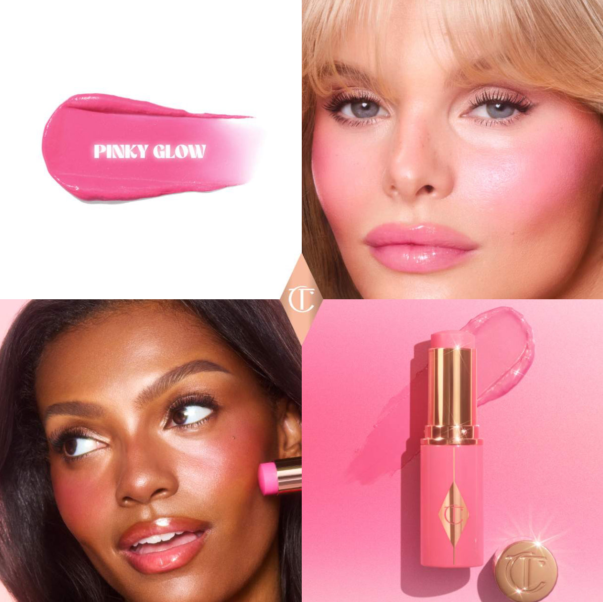 Charlotte Tilbury Unreal Lip + Cheek Glow Blush Stick with Hyaluronic- PINK GLOW