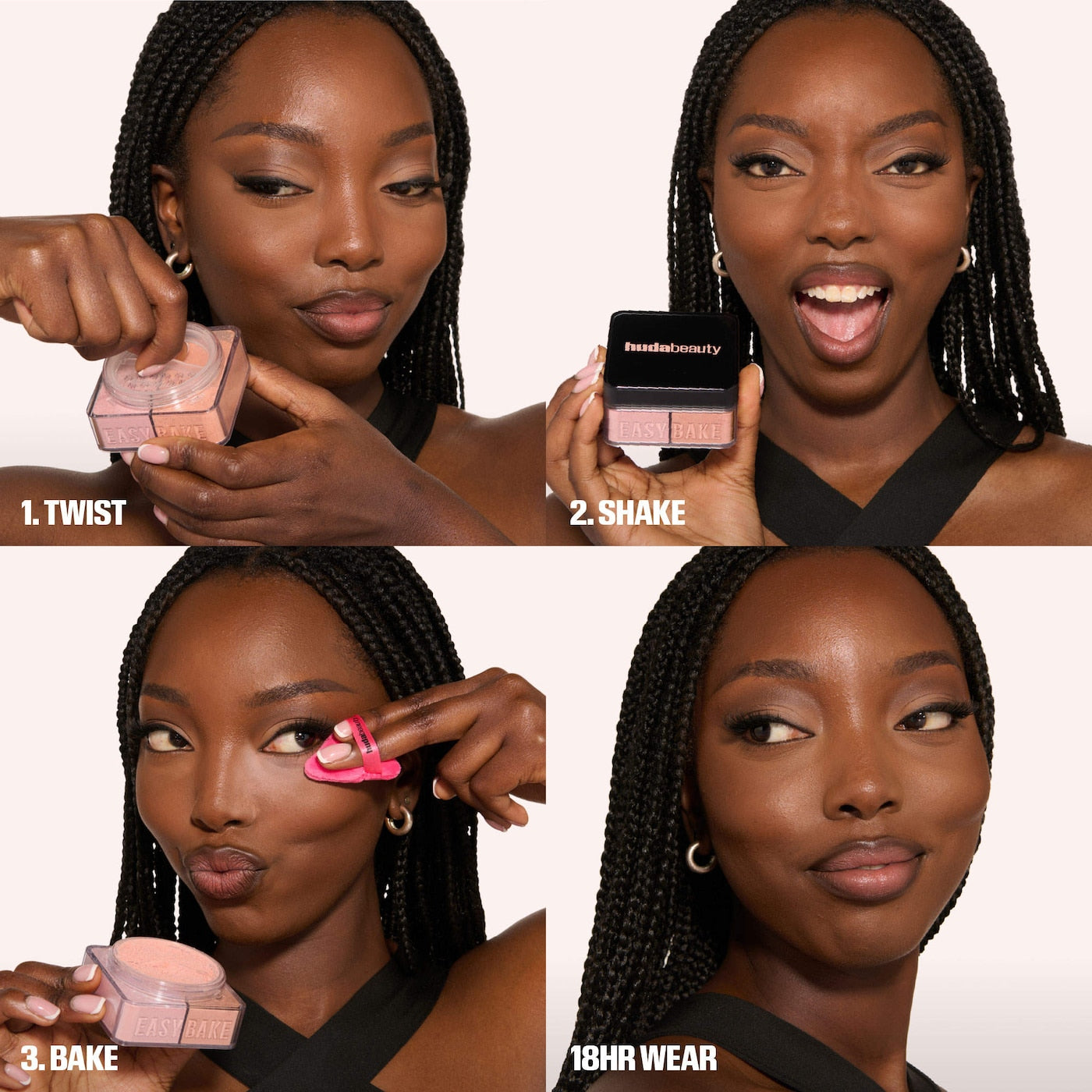 HUDA BEAUTY Easy Bake Loose Powder Brightening + Correcting Duo Tonos- Cherry Blossom Cake- Peach Pie