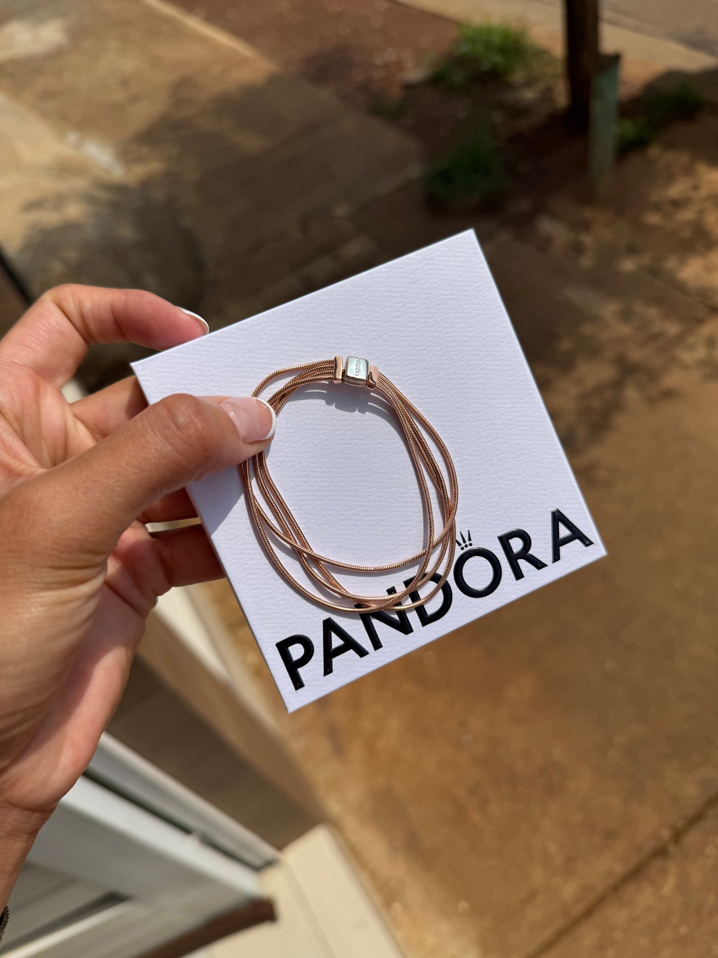 Brazalete Multicadena Oro Rosa PANDORA 17cm