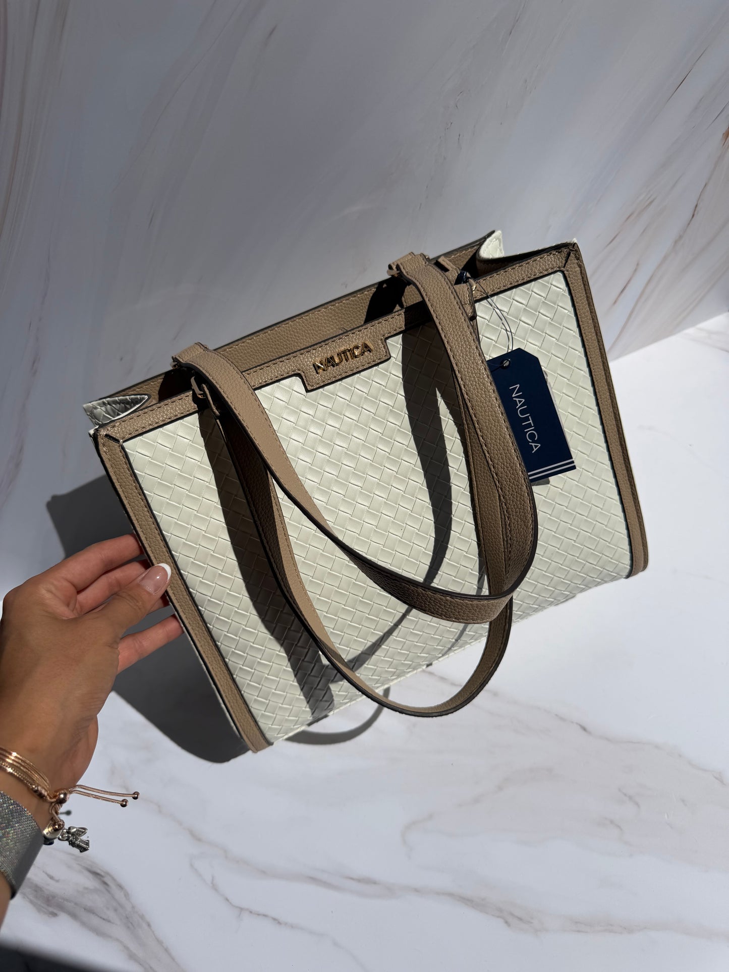 Shoulder Bag NÁUTICA Beige con Blanco