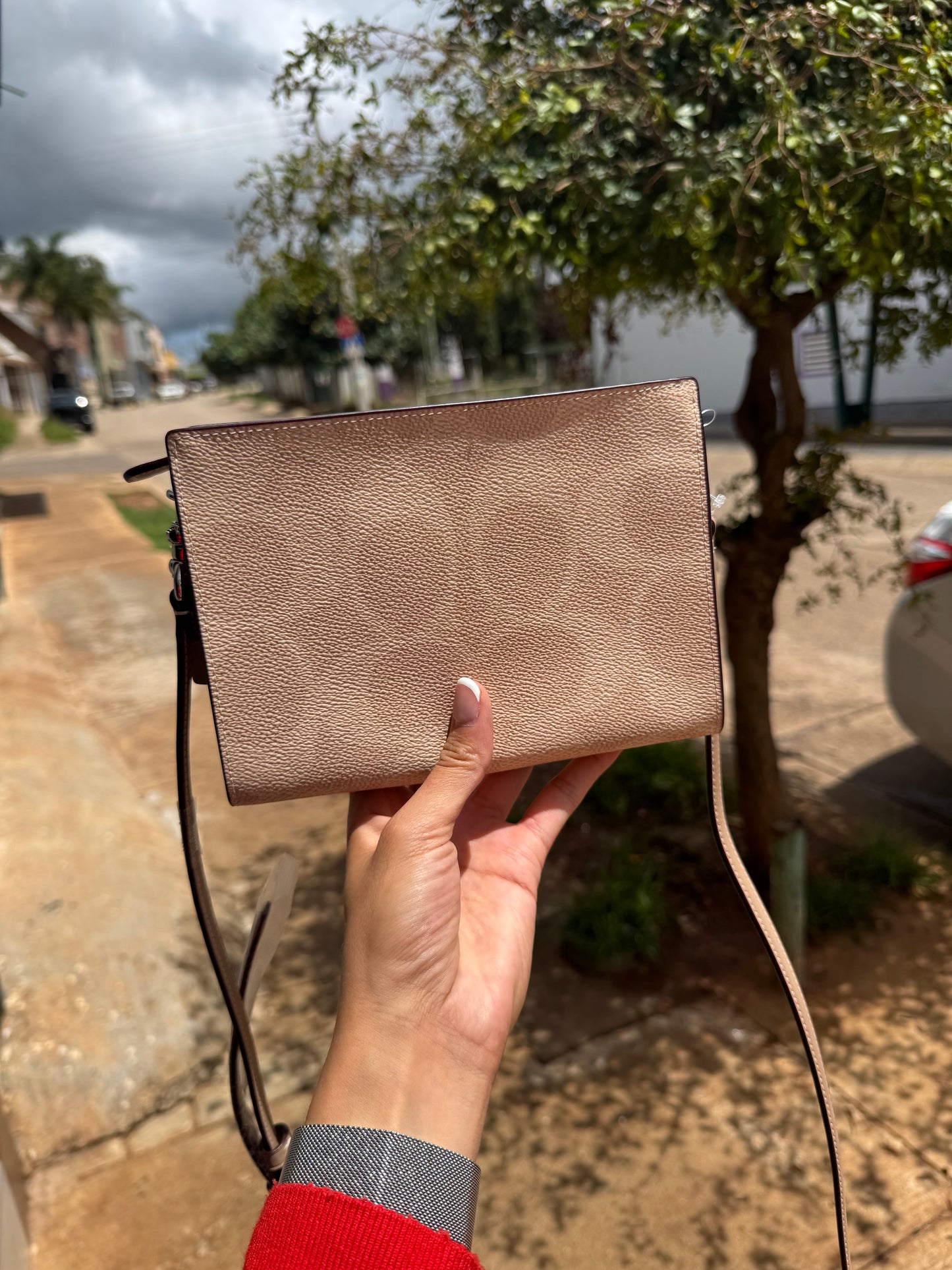 Slim Crossbody Bag In Signature Canvas COACH Silver/Sand/Taupe