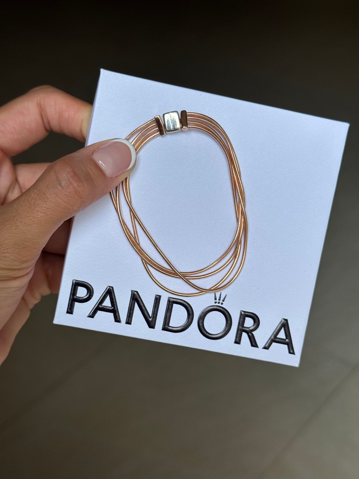 Brazalete Multicadena Oro Rosa PANDORA 17cm