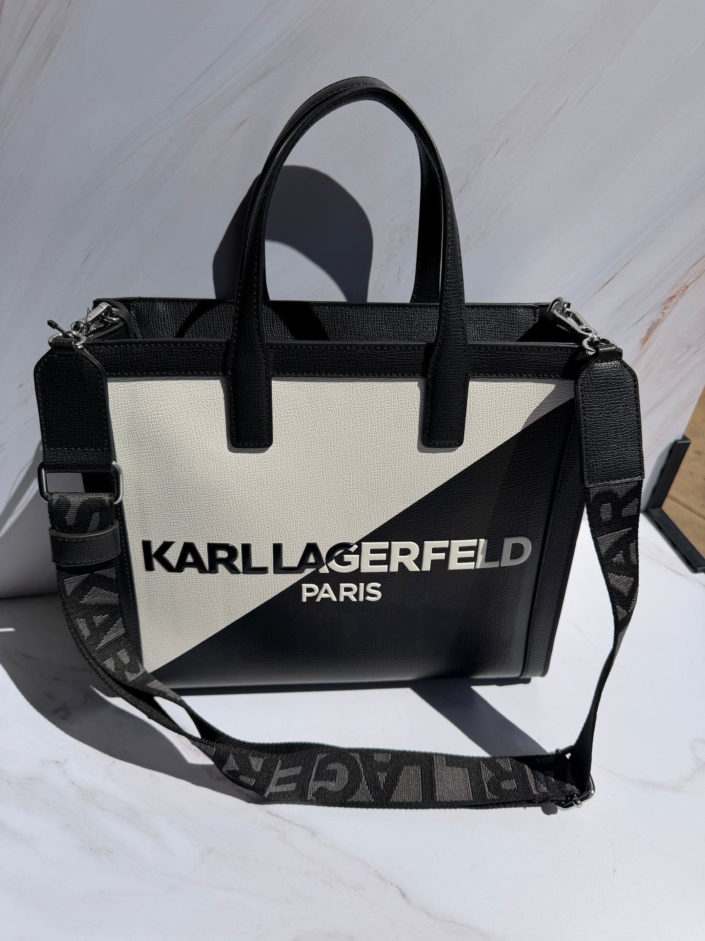 Tote Bag Karl Lagerfeld Blanco/Negro con Strap