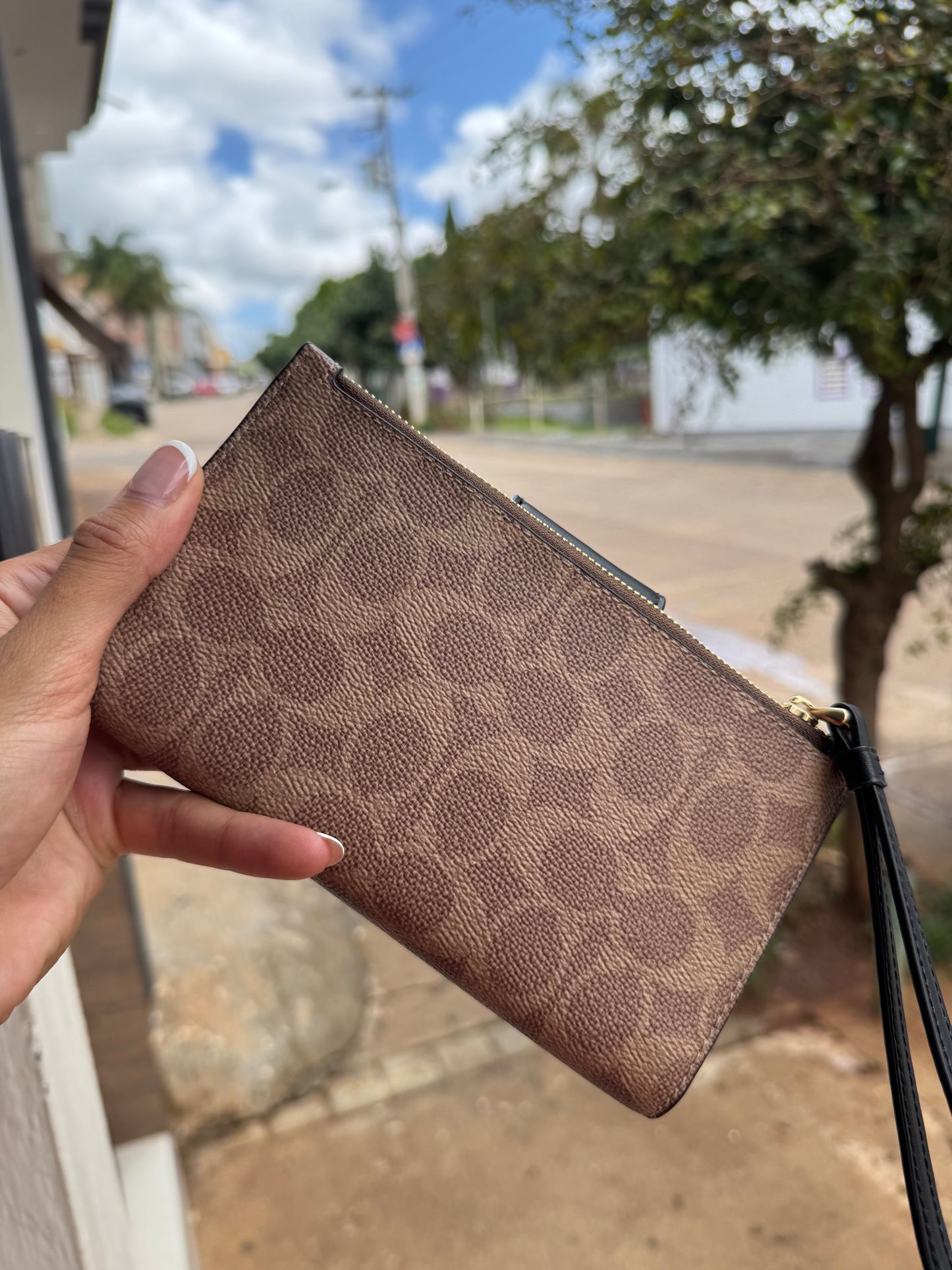 Phone Wallet COACH In Signature Canvas Gold/Tan/Black