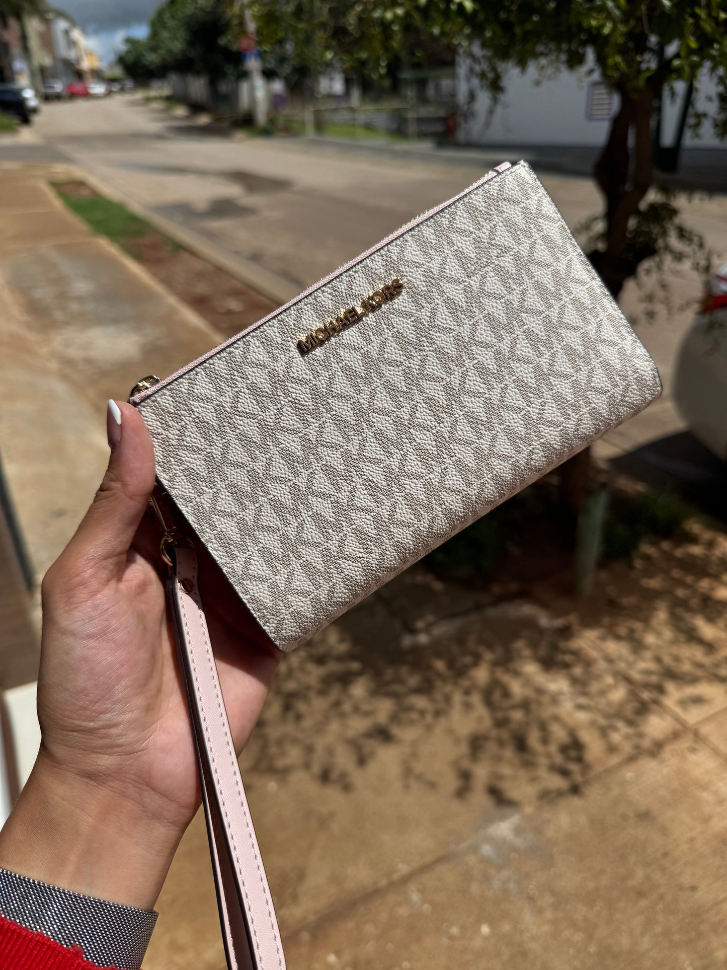 Phone Wallet Michael Kors Beige con Rosa