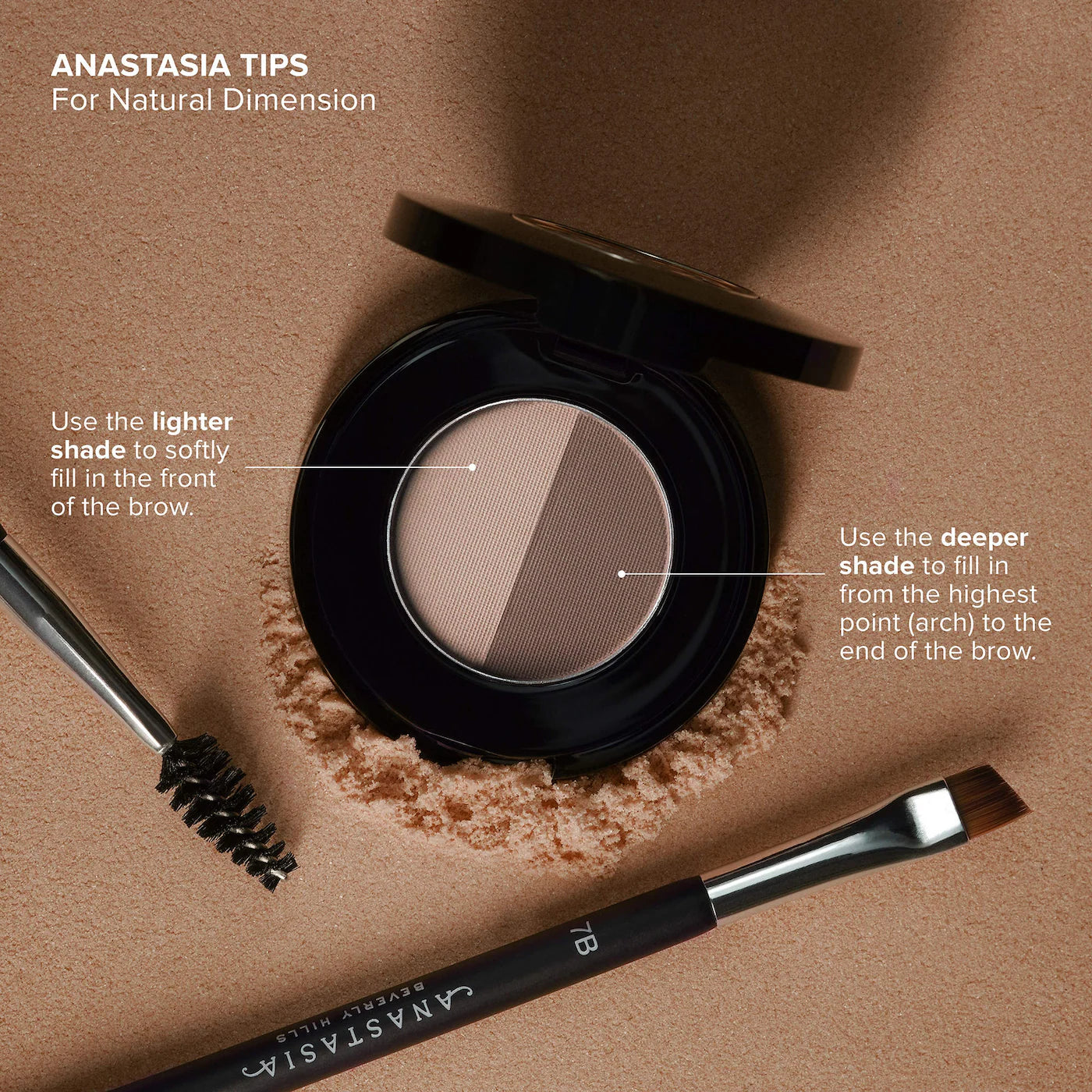 Anastasia Beverly Hills Brow Powder Duo Dual-Shade Powder Eyebrow Makeup Tono- DARK BROWN