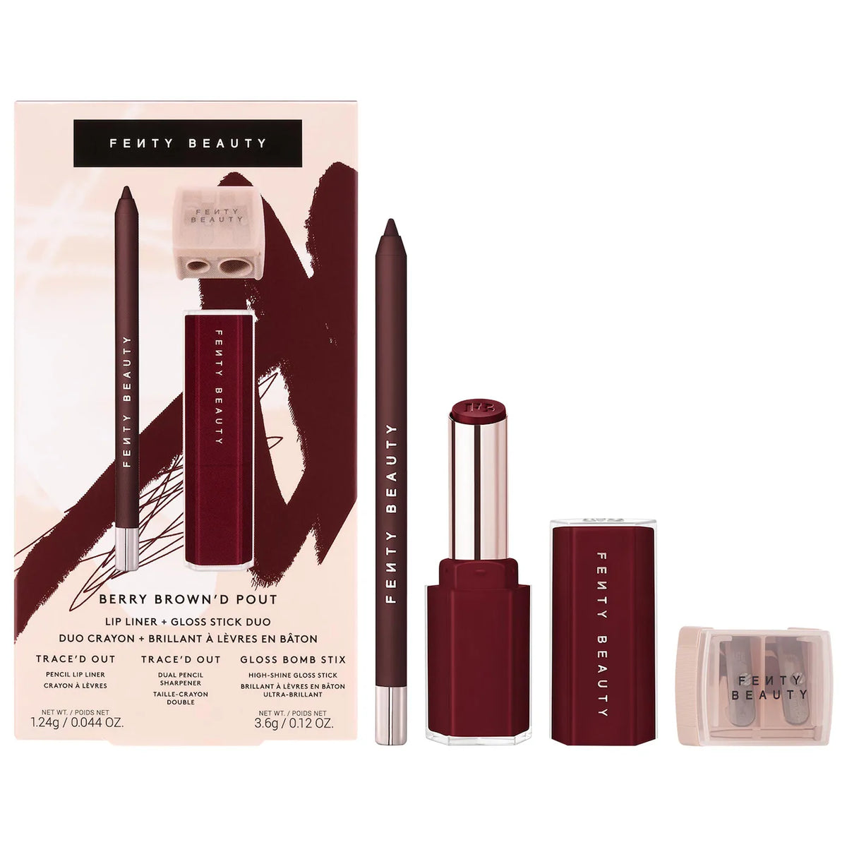 PREVENTA- Fenty Beauty by Rihanna Berry Brown'd Pout Lip Liner + Gloss Stick Duo