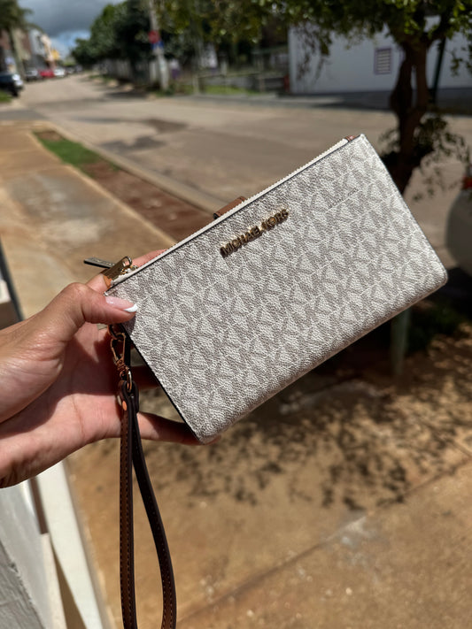Phone Wallet Michael Kors Beige con Café
