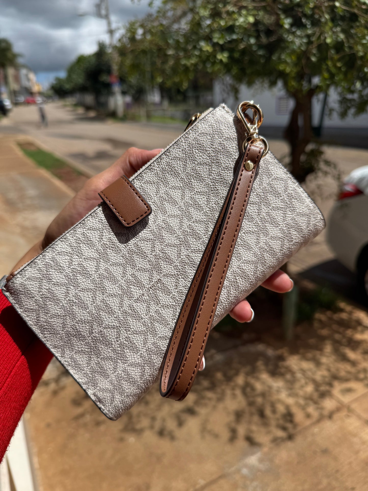 Phone Wallet Michael Kors Beige con Café