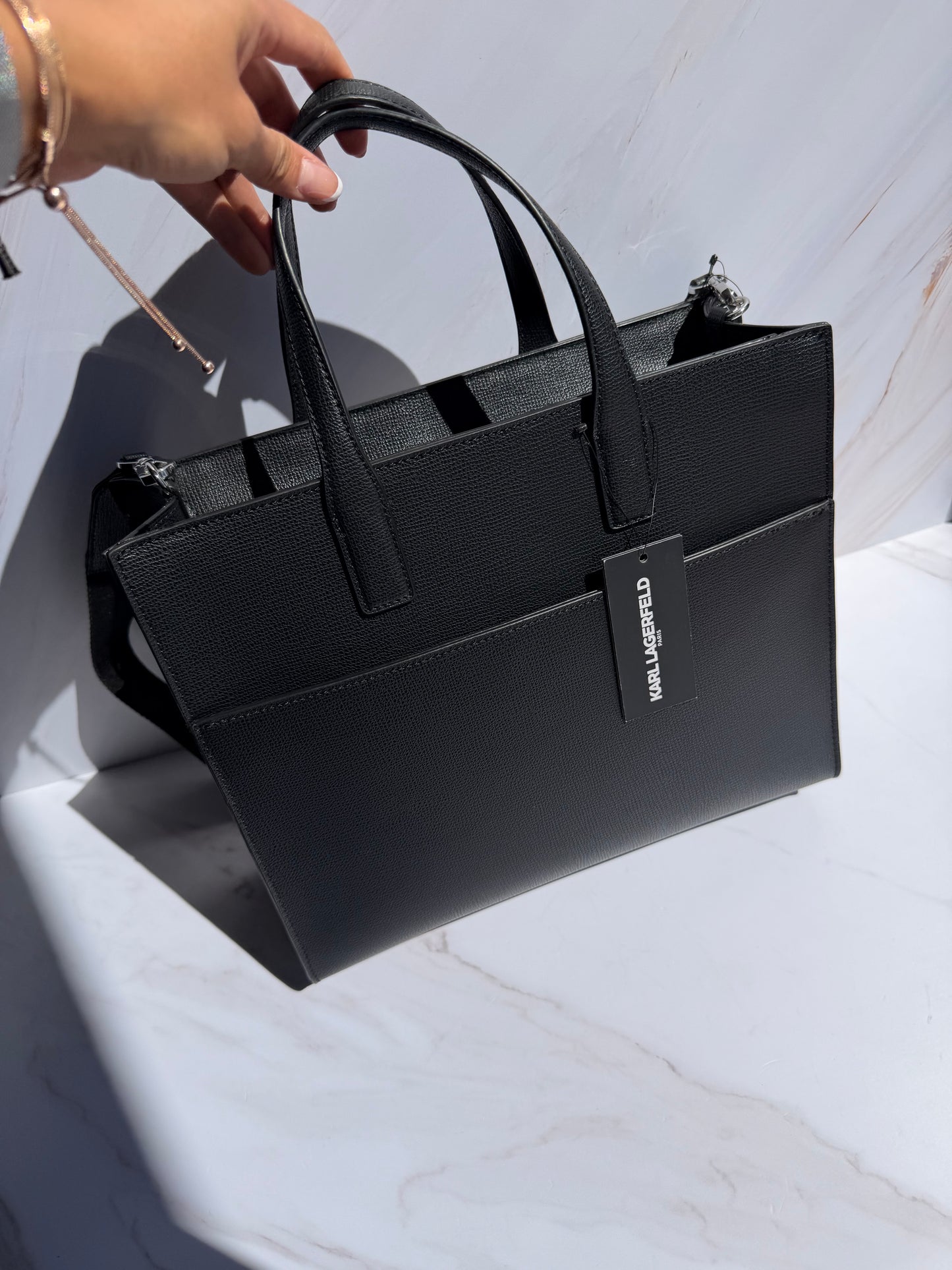Tote Bag Karl Lagerfeld Blanco/Negro con Strap