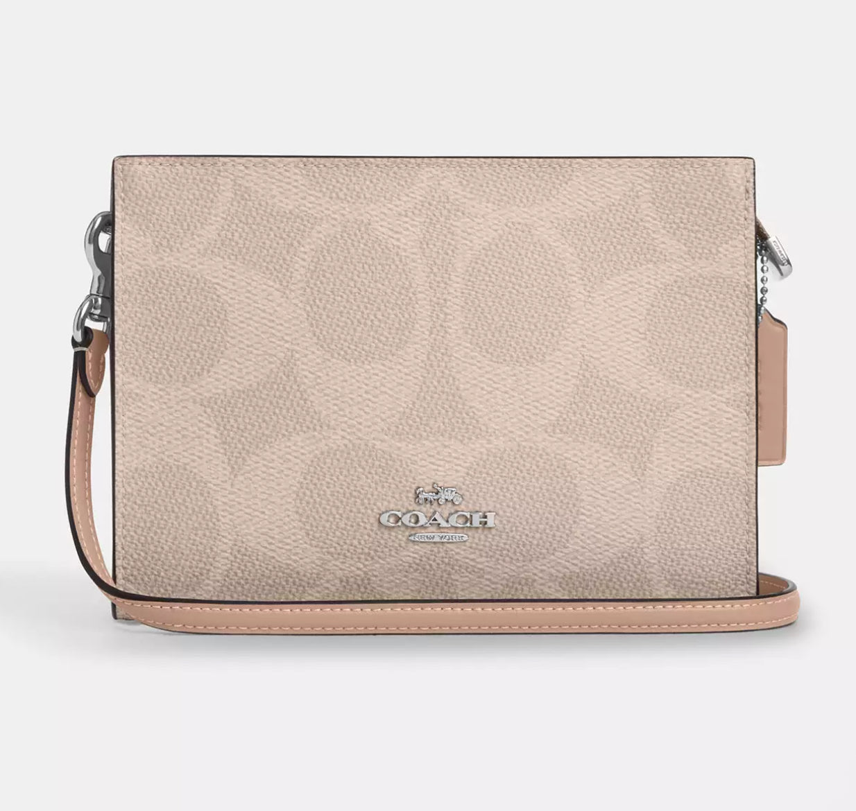 Slim Crossbody Bag In Signature Canvas COACH Silver/Sand/Taupe