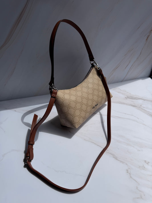 Crossbody NINE WEST-Color Crema con estampado y doble strap