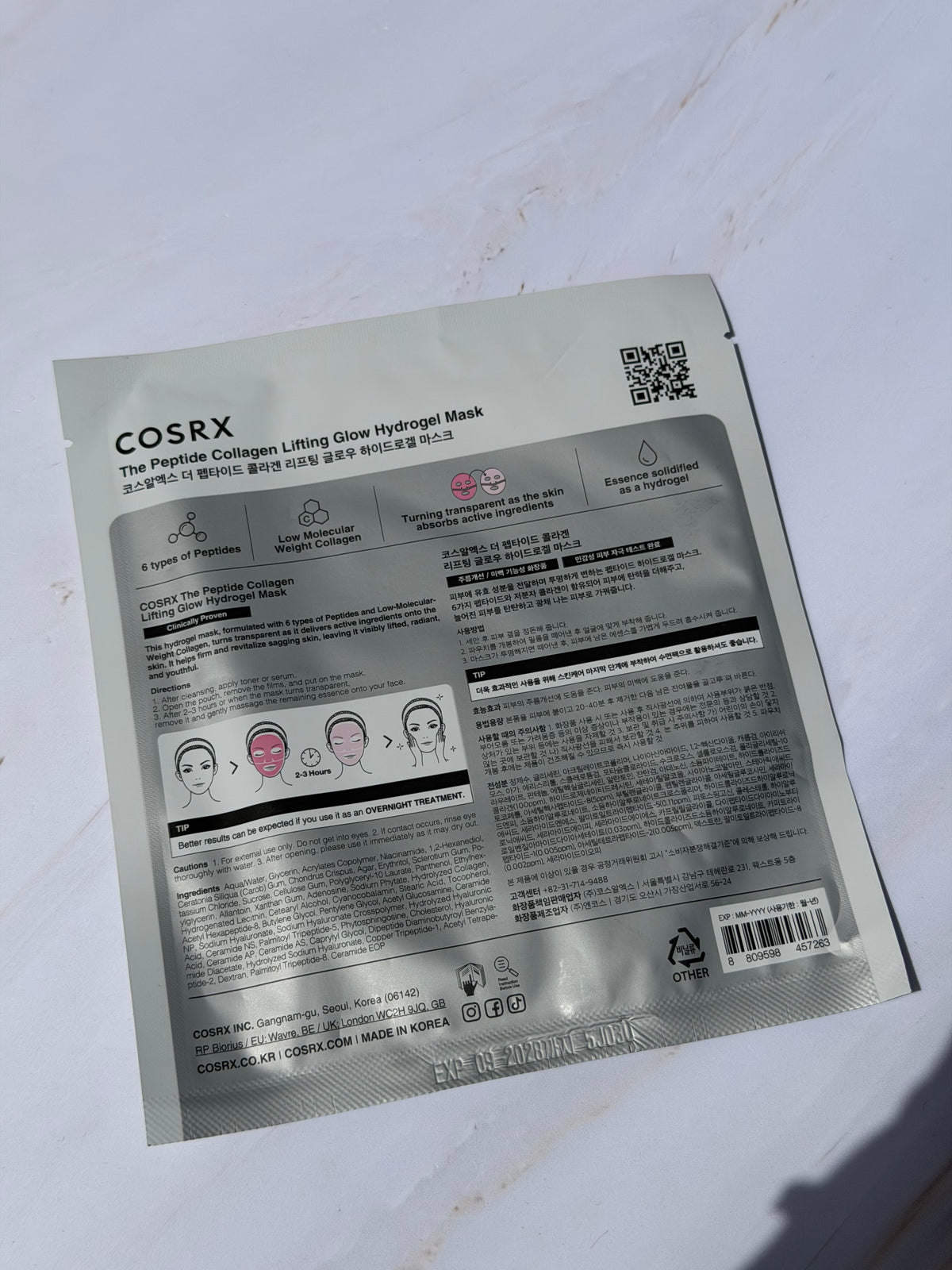 Cosrx The Peptide Collagen Lifting Glow Hydrogel Mask Facial